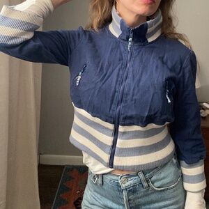 Vintage Blue Free People Varsity Jacket - 100% Cotton - XS